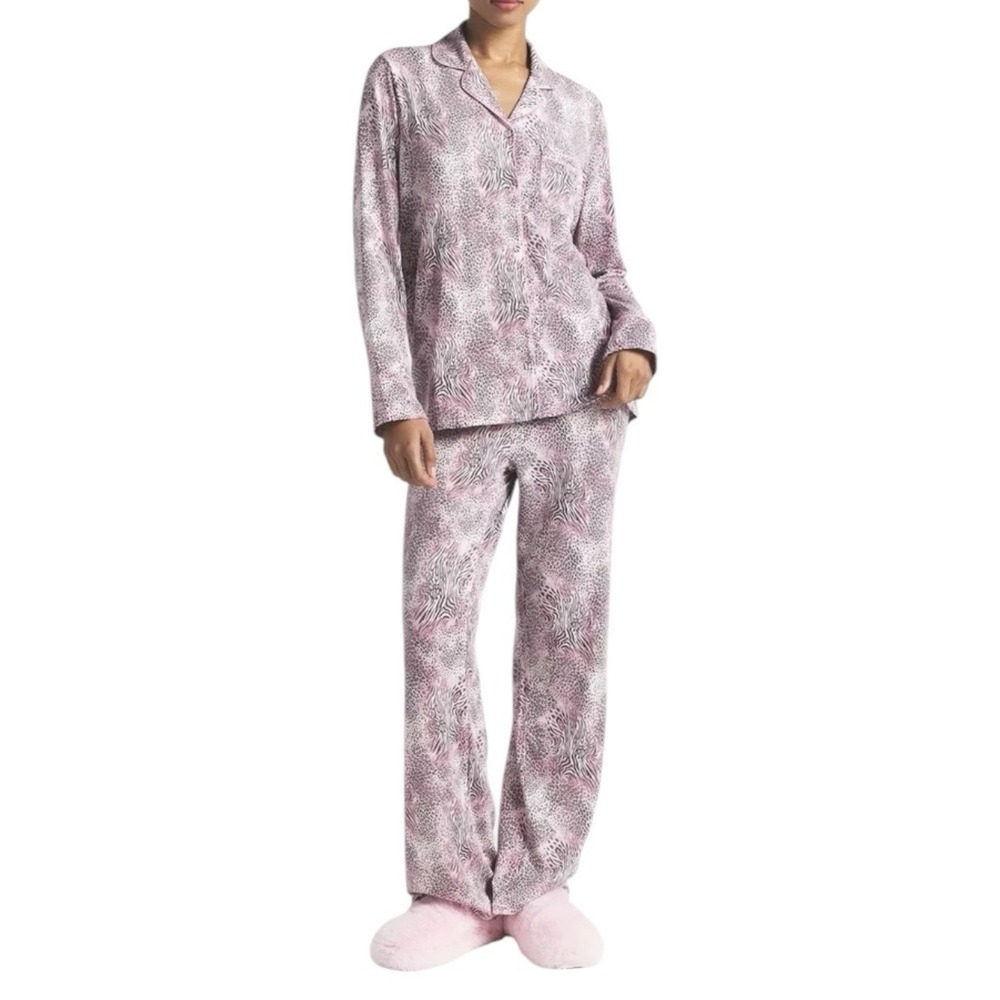 New SKIMS Sleep Set Medium Bloom Mini Multi Animal Pink Pajama Set Long Sleeve